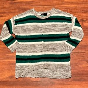 Ashley Stewart Chunky Knit Striped Plus Size Sweater